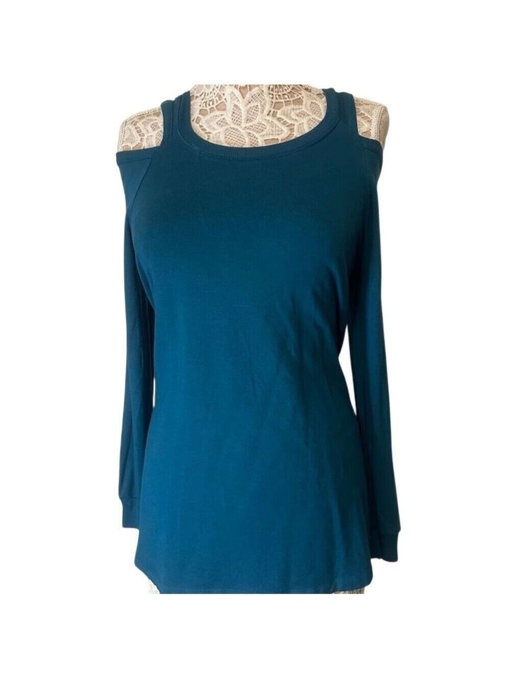 Kenneth Cole Reaction Women's Cold Shoulder Top Blue Size S Casual NWT